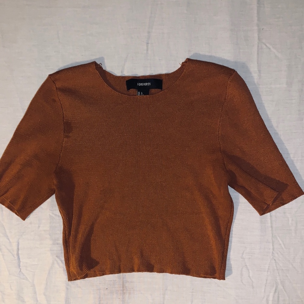 Forever 21 tan ribbed crop top
